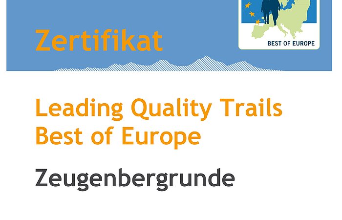 Zertifikat für die Zeugenbergrunde als Leading Quality Trails Best of Europe