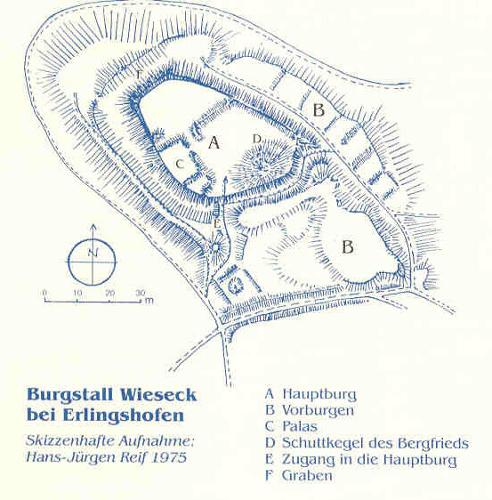 Skizze Burgstall Wieseck bei Erlingshofen