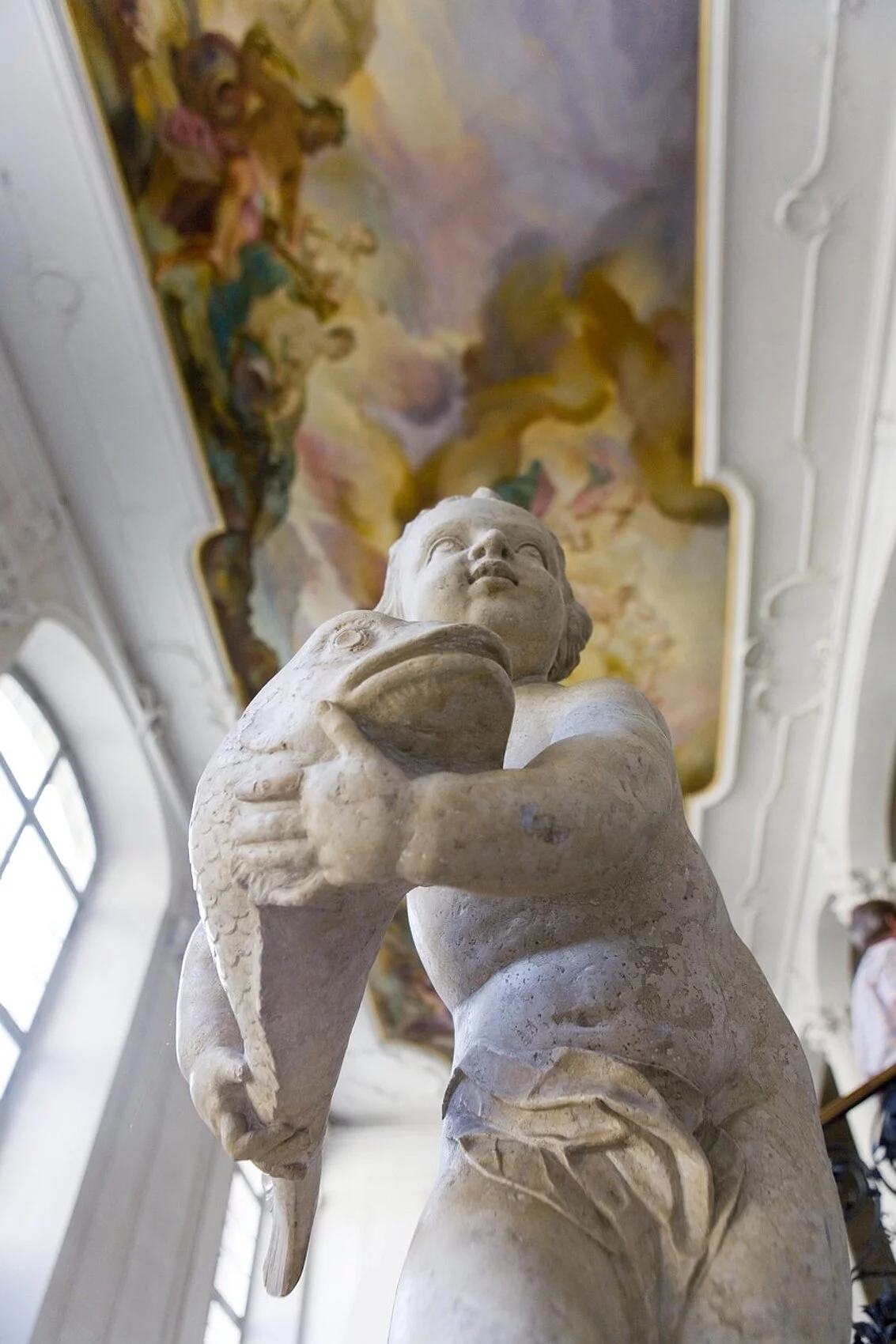 Putte Deckenfresco Wasser