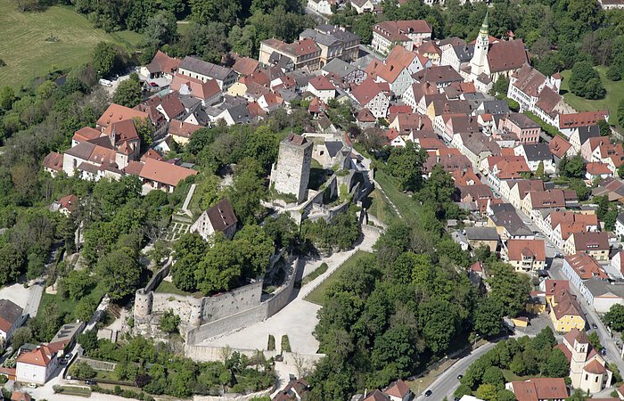 Luftaufnahme der Burg Pappenheim