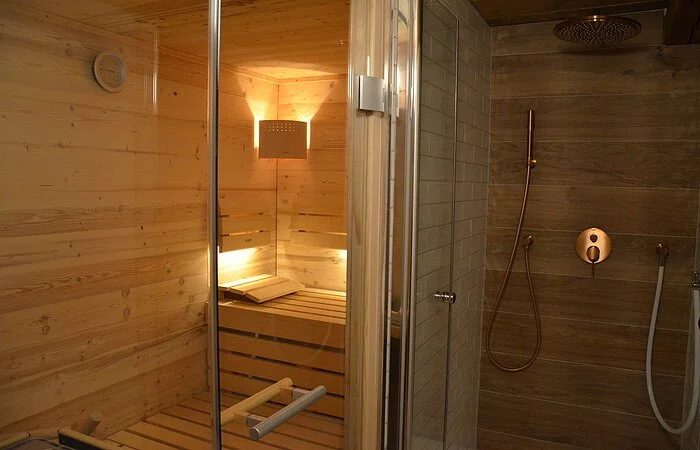 Sauna Bereich in der Ferienwohnung im Gasthof Krone Kinding
