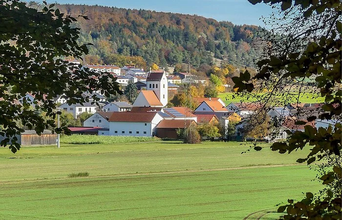 Blick auf Landershofen vom Wald aus