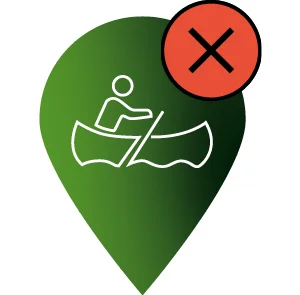 Logo "Beim Bootwandern verboten" Beim Bootwandern sind folgende Punkte verboten.