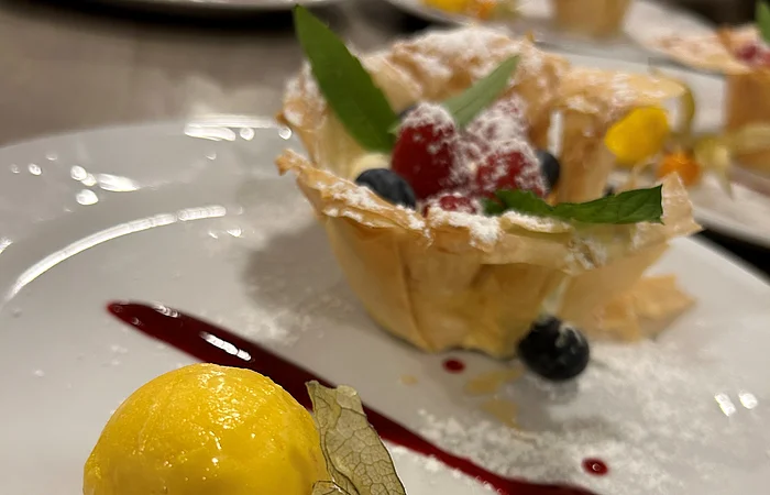 Blick auf eine leckere Nachspeise.