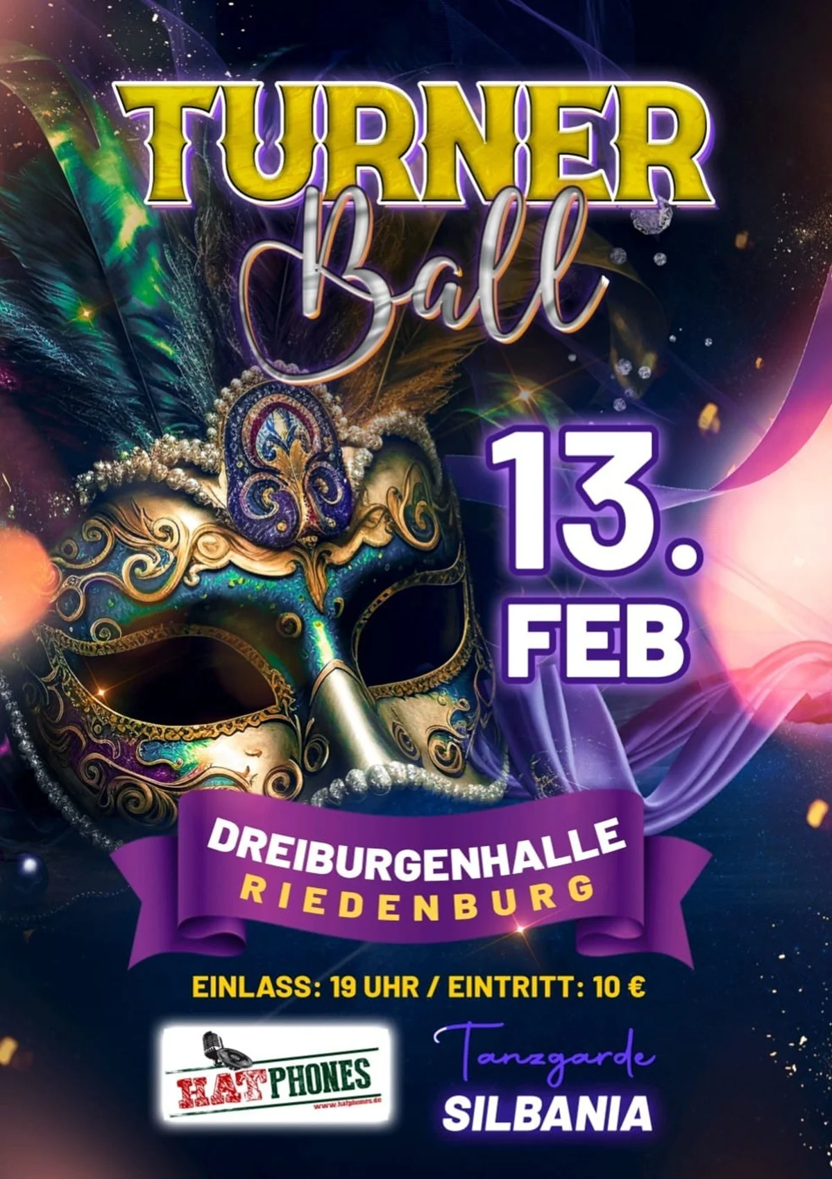 Turnerball Riedenburg Plakat für Turnerball am 13.2.2026 in Riedenburg