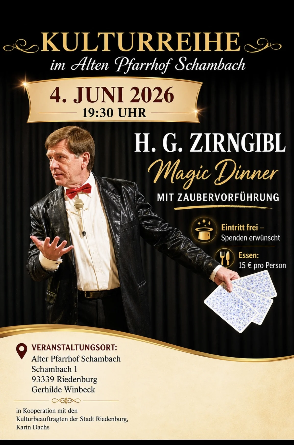 Magic Dinner Auf diesem Bild sieht man den Zauberkünstler H.G. Zirngibl