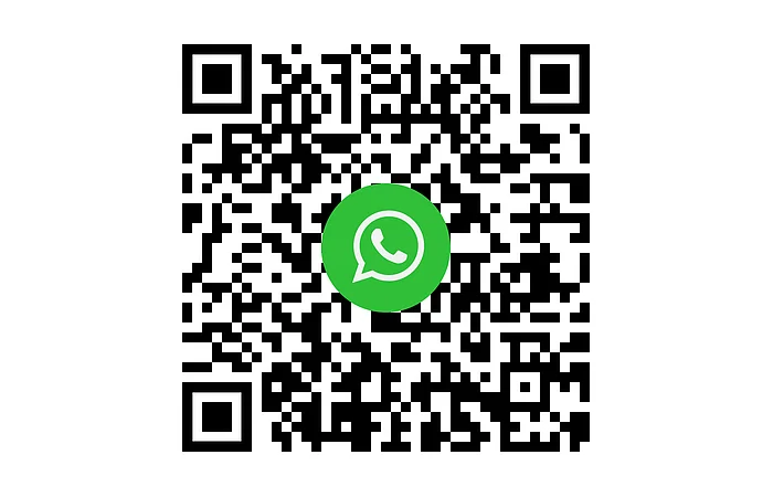 QR-Code mit WhatsApp-Logo in der Mitte auf weißem Hintergrund. Whats-App Kanal - Bäder Stadt Monheim