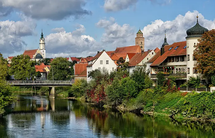 Donauwörth- Blick von der Wörnitz auf die historische Altstadt