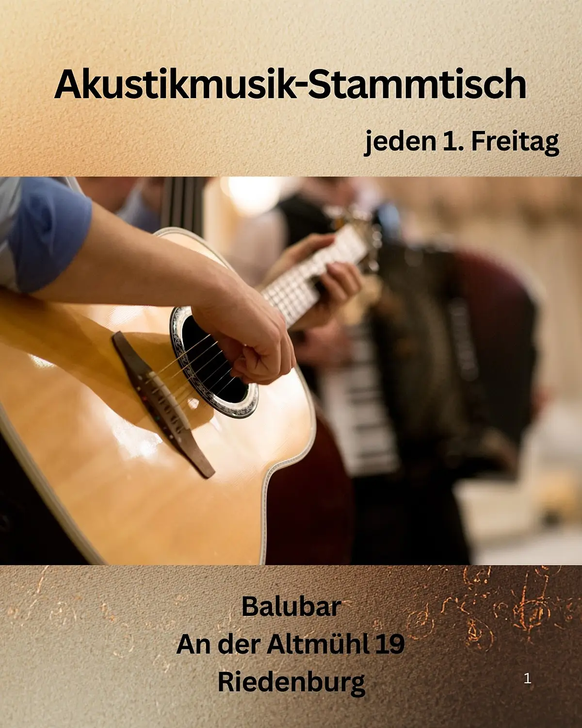 Ein Plakat wo eine Gitarre gespielt wird