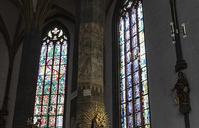 Buntglasfenster, Münster St. Johannes, Neumarkt in der Oberpfalz, Bayern, Deutschland,