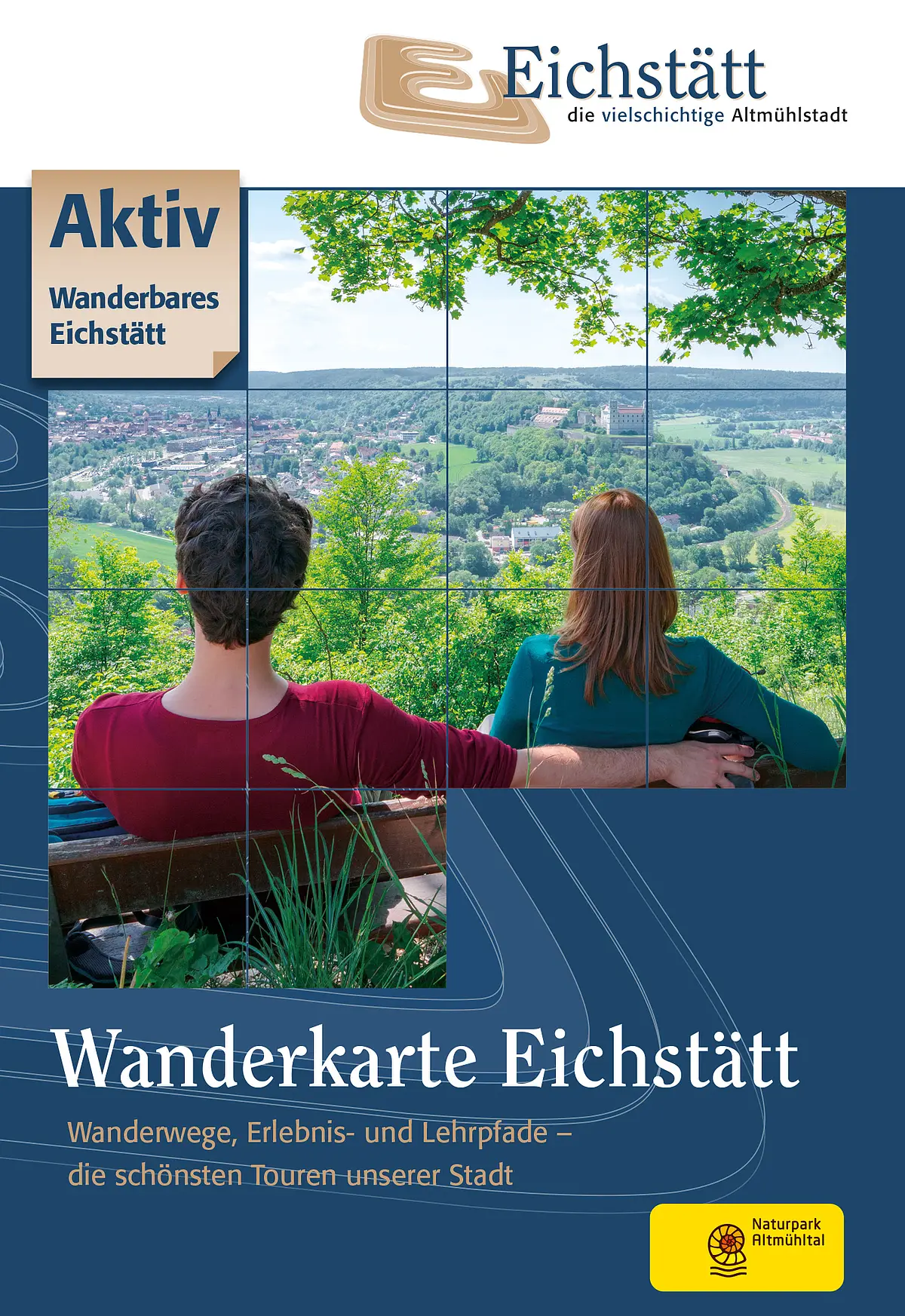 Wanderkarte Eichstätt Wanderwege, Erlebnis- und Lehrpfade, die schönsten Touren unserer Stadt in der Wanderkarte zu finden. Ein Pärchen, sitzend auf einer Bank, genießt den Blick auf Eichstätt.