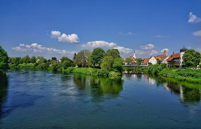 Donauwörth - Zusammenfluss von Wörnitz und Donau am sog. "Donauspitz"