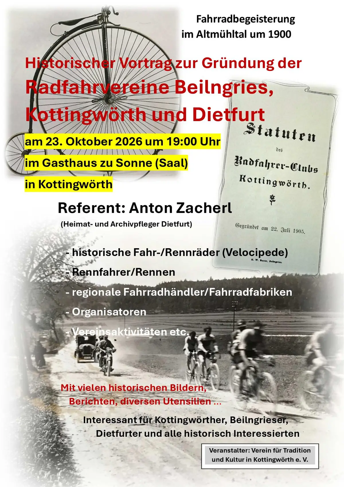Plakat Hist.Vortrag Radfahrerclub