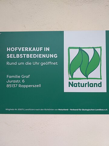 Biohof Graf_Naturland-Verkaufsschild