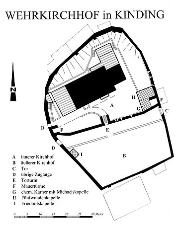 Plan des Wehrkirchhofs in Kinding